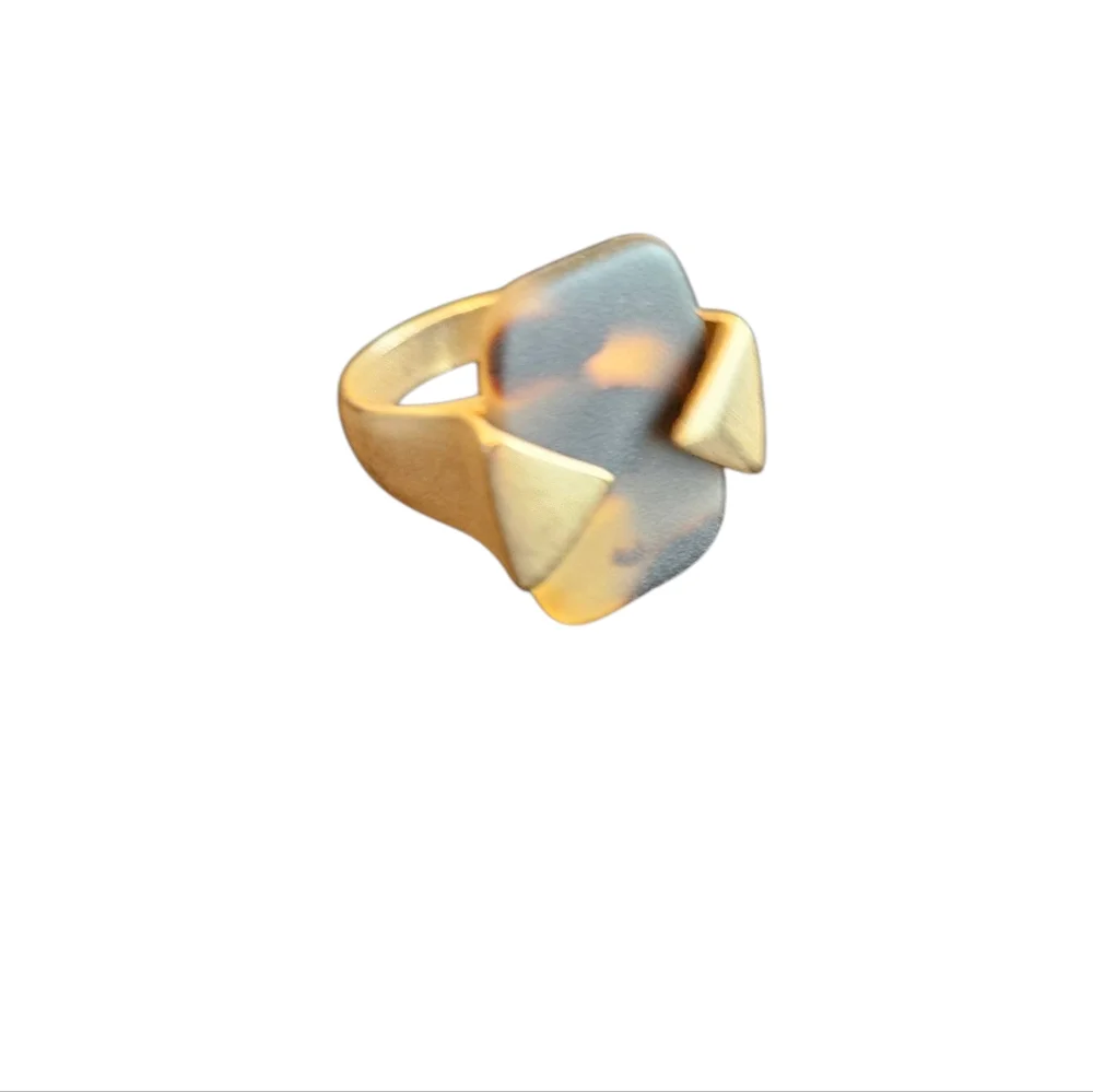 NWT - Gold and Tortiise Shell Geometric Ring - Size 8